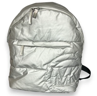Mochila Michael Kors Rhea Plateada 35H1S5RB2I Acolchada Puffer Nylon Bolsa de Viaje Foto 1 de 4