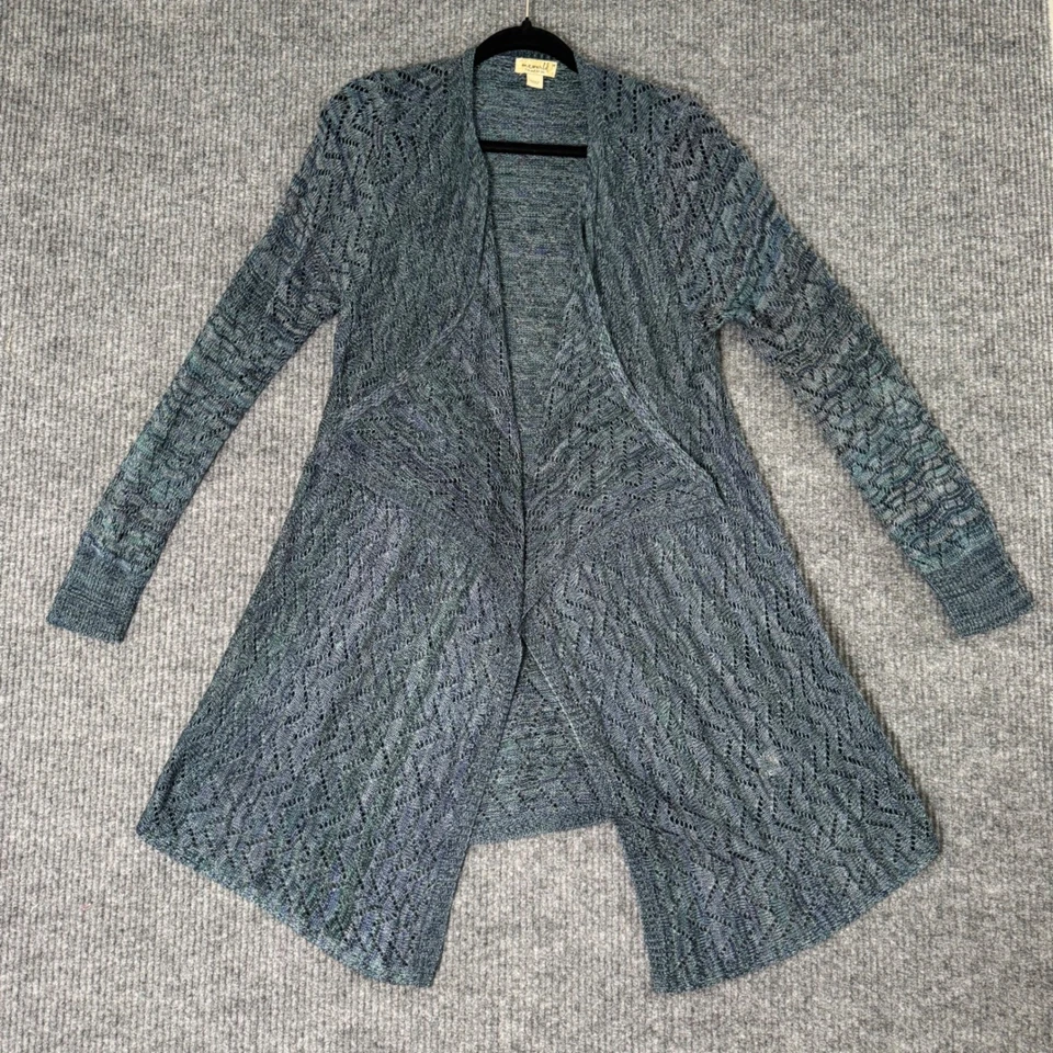 Cárdigan plumero One World para mujer M azul tejido abierto boho acogedor cabaña capas Foto 1 de 4