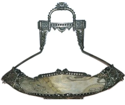 Movimiento Estético Victoriano Placa PLATA Cesta Circa 1885 Foto 1 de 4