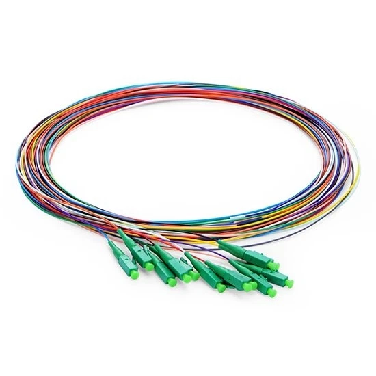 1m Unjacketed 12 Fibers LC/APC Single mode Color-Coded Fiber Optic Pigtail-9325 - Image 1 of 1