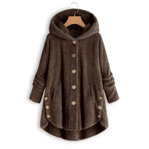 Women's Teddy Bear Fleece Hooded Winter Jacket Hoodies Jumper Sweatshirt Tops C - Picture 1 of 7