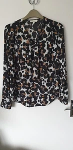 Womens Animal Print Pussy Bow Blouse Size 8 - Picture 1 of 3