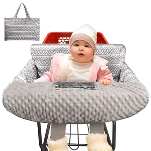 2 in 1 Minky Dot Baby Kleinkind Einkaufswagen Abdeckung Hochstuhl Abdeckung Grau Tragbar - Bild 1 von 6