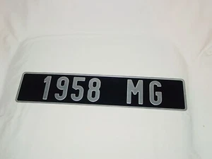 CUSTOM EURO STYLE 1958 MG VANITY IDENTIFICATION SHOW TROPHY PLATE TAG EYE CANDY - Picture 1 of 2