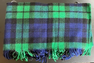 Vintage Connemara Teppich FOXFORD IRLAND ÜBERWURF DECKE grün/marine kariert Wolle BLACKWATCH - Bild 1 von 5