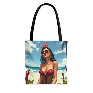 Summer Vibes Beach Tote, Floral Print Bag, Vacation Essentials, Gift for Her, - Picture 1 of 21