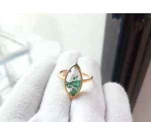 Shaker Ring Women's Ring 925Sterling Silver Natural Emerald Square Enclosed Ring - Picture 1 of 11