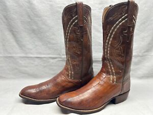 Lucchese San Antonio TX Mens 10.5 Eel Skin Leather Round Toe Western Cowboy Boot