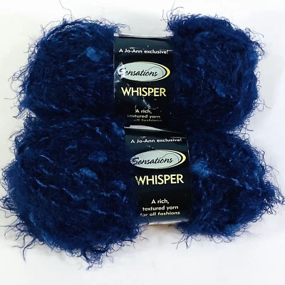 Sensations WHISPER Fuzzy 2 Skeins Wool Acrylic Nylon Yarn Color #08 Blue Whisper - Image 1 of 4