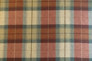 Designer Red, green and tan plaid flannel fabric remnant 1.5 yards by 54" - Picture 1 of 6