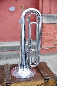 Vintage Getzen Baritone Bugle Single Valve Trumpet Horn antique instrument parts - Picture 1 of 17