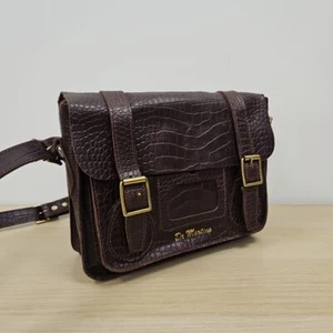 Dr Martens Brown Croc Soft Leather Satchel Messenger Shoulder Bag Sz Medium 11" - Picture 1 of 9