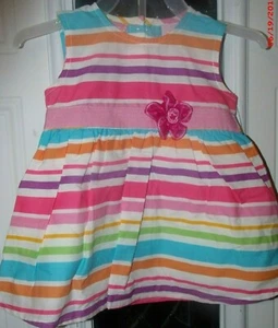 Ellemenno Infant Girl Size 12mo  Pink  Stripe 2pc Dress & Panties - Picture 1 of 2