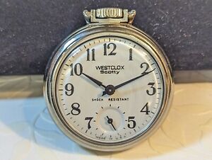 Vintage Westclox Scotty Pocket Watch Silver Works USA 1950s