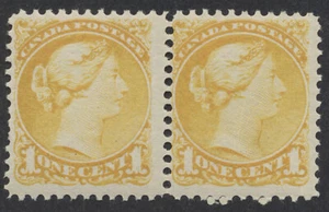 Canada #35 1c Small Queen Pair Perf 12.1 Fine Mint NH - Picture 1 of 3