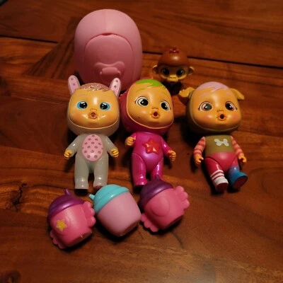 Cry Babies Magic Tears 5” Doll Baby Lot of 4 Dog Starfish Bunny Monkey  - Image 1 of 4