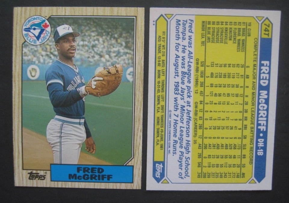 FRED McGRIFF CARDS Your Pick TOPPS Fleer Donruss Leaf Score 1987 Rookie to 1996 - Image 1 of 1