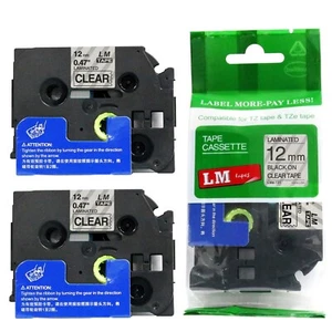 Paquete de 2 cintas transparentes negras de 12 mm para impresora P-touch modelo PT9500PC, PT-9500PC - Imagen 1 de 1