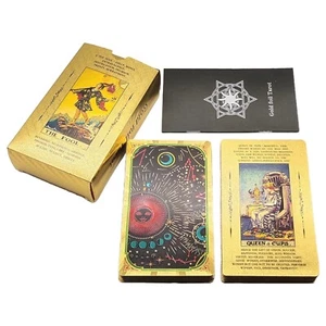 Beginner Tarot Deck With Meaning Keywords | Golden Premium Gold Foil Tarot Cards - Picture 1 of 8