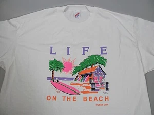 Vintage Ocean City Beach T-Shirt Adult 3XL White Single Stitch Jerzees USA NOS - Picture 1 of 12