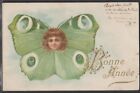 CG050 A & MB N°104 New Year CUPID ANGEL 'S FACE BUTTERFLY Fine LITHO 1902