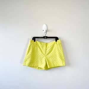 Ann Taylor Loft Riviera Eyelet Shorts Yellow 100% Cotton Resort Women’s Size 10 - Picture 1 of 9