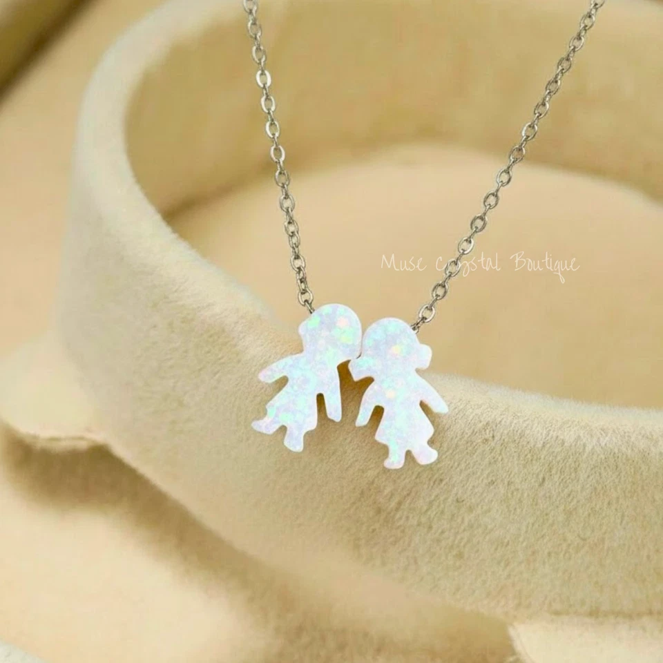 Pingente de opala branca meninos meninas prata delicada corrente cura amizade colar - Imagem 1 de 1