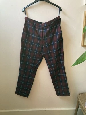 Pantalone tartan marrone vintage misto lana gamba affusolata taglia 12 - Immagine 1 di 4
