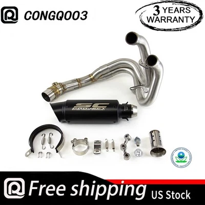 For Kawasaki Ninja 650 Z650 2012-2025 Full System Exhaust Tips Black Header Pipe - Image 1 of 4