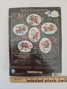 Dimensions Gold Collection 18ct PLAYFUL SNOWMEN ORNAMENTS Cross Stitch Kit 8828 - Bild 1 von 4