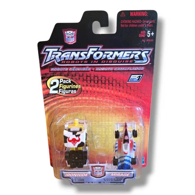 Transformers Robots In Disguise Ironhide & Mirage 2001 paquete abierto, sin armas Foto 1 de 4