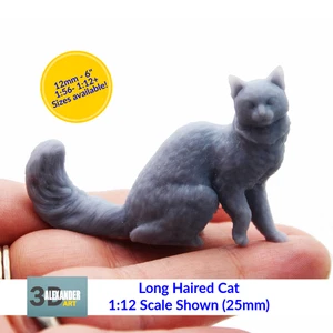 Long Haired Cat -Scale Miniature for dollhouse and diorama by Alexander Kuzmenko - Picture 1 of 3