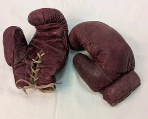 Vintage 50er 60er Jahre Paar Erwachsene Leder Boxhandschuhe rot - Bild 1 von 5