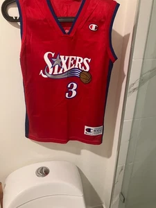 Allen Iverson   NBA Philadelphia Sixers Champion   red   jersey  youth medium - Picture 1 of 2