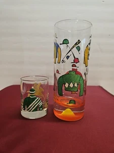 2 Kentucky Derby Horse Racing Hand Painted Glassware 99-2002 Pre-owned - Picture 1 of 14