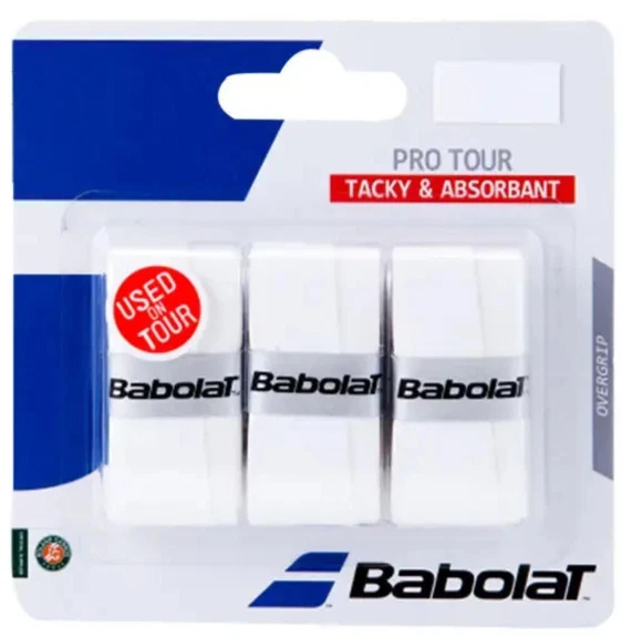 Paquete de 3 raquetas de tenis Babolat Pro Tour blancas adhesivas Overgrip Pickleball Foto 1 de 1