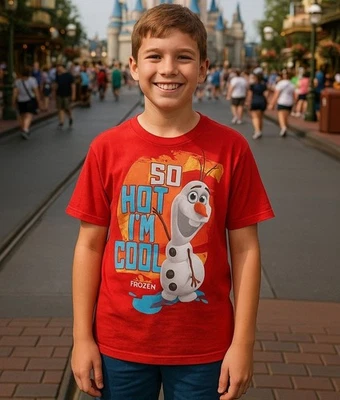 Disney XL Frozen Olaf Youth Kids Tee Boys Short Sleeve Shirt So Hot I'm Cool Top - Image 1 of 4