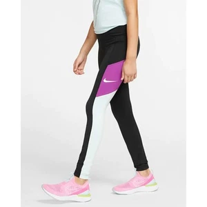 Nike Girls Trophy Tight Legging Black Purple White Size Small NWOT - Picture 1 of 9