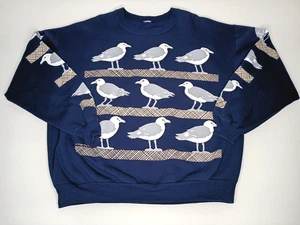 Vintage Michigan Rag Co Seagull Bird Pattern Rare All Over Print Sweatshirt  XL? - Picture 1 of 7