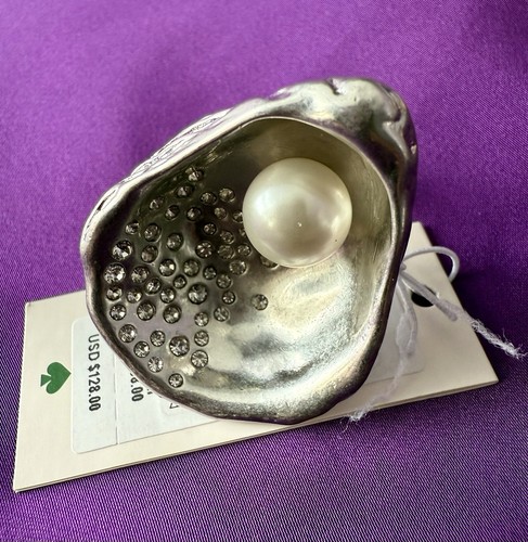 Anello cocktail Kate Spade Oyster nuovo con etichetta misura 7