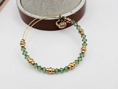 Alex &  Ani "Every Day Is A Gift" Green  Beaded Gold Bangle Bracelet ✨️❄️ - Image 1 of 4