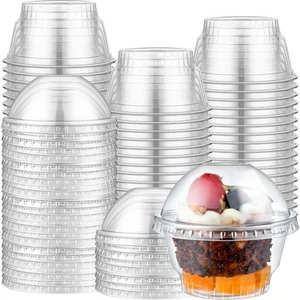 200 Pack 5oz Clear Plastic Cups Bulk Dessert Disposable Ice Cream Cups with D... - Picture 1 of 6