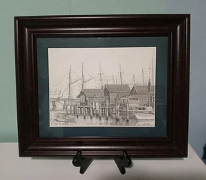 Boceto firmado por Kurt W. Kellar (Harbour Nantucket Island).  Enmarcado y mate - Imagen 1 de 8