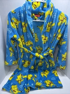 Pokemon Kids Robe Size S 6/7 Plush Soft Bathrobe Nintendo Pikachu Blue 2022 - Picture 1 of 24