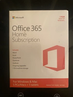 MICROSOFT OFFICE 365 HOME SUBSCRIPTION (WINDOWS AND MAC) 5 PCs/MACs+5 TABLETS) - Image 1 of 2