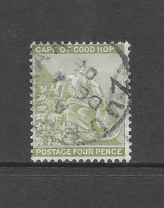 CABO DE BUENA ESPERANZA SCOTT 48 USADO FINO - 1897 4p EMISIÓN VERDE OLIVA PÁLIDO - Imagen 1 de 2