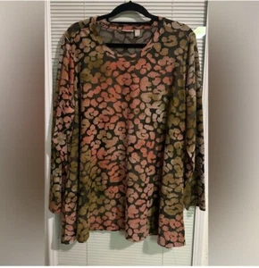 LOGO Lori Goldstein Womens Top 2X Long Sleeve Pullover Pocket Raw Edge Flowy - Picture 1 of 8