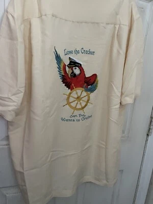 Caribbean Embroidered  captain Polly Wants To Cruise Button Shirt  XL - Image 1 of 4
