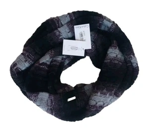 NWT Calvin Klein Black/Gray/Burgundy Striped & Textured Knit Infinity Loop Scarf - Picture 1 of 10