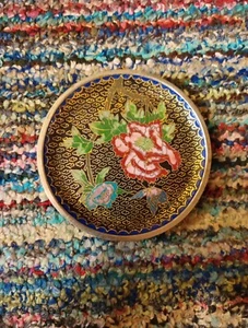 Antique Floral Chinese Cloisonne Plate - Beautiful Vintage 5" - Picture 1 of 3